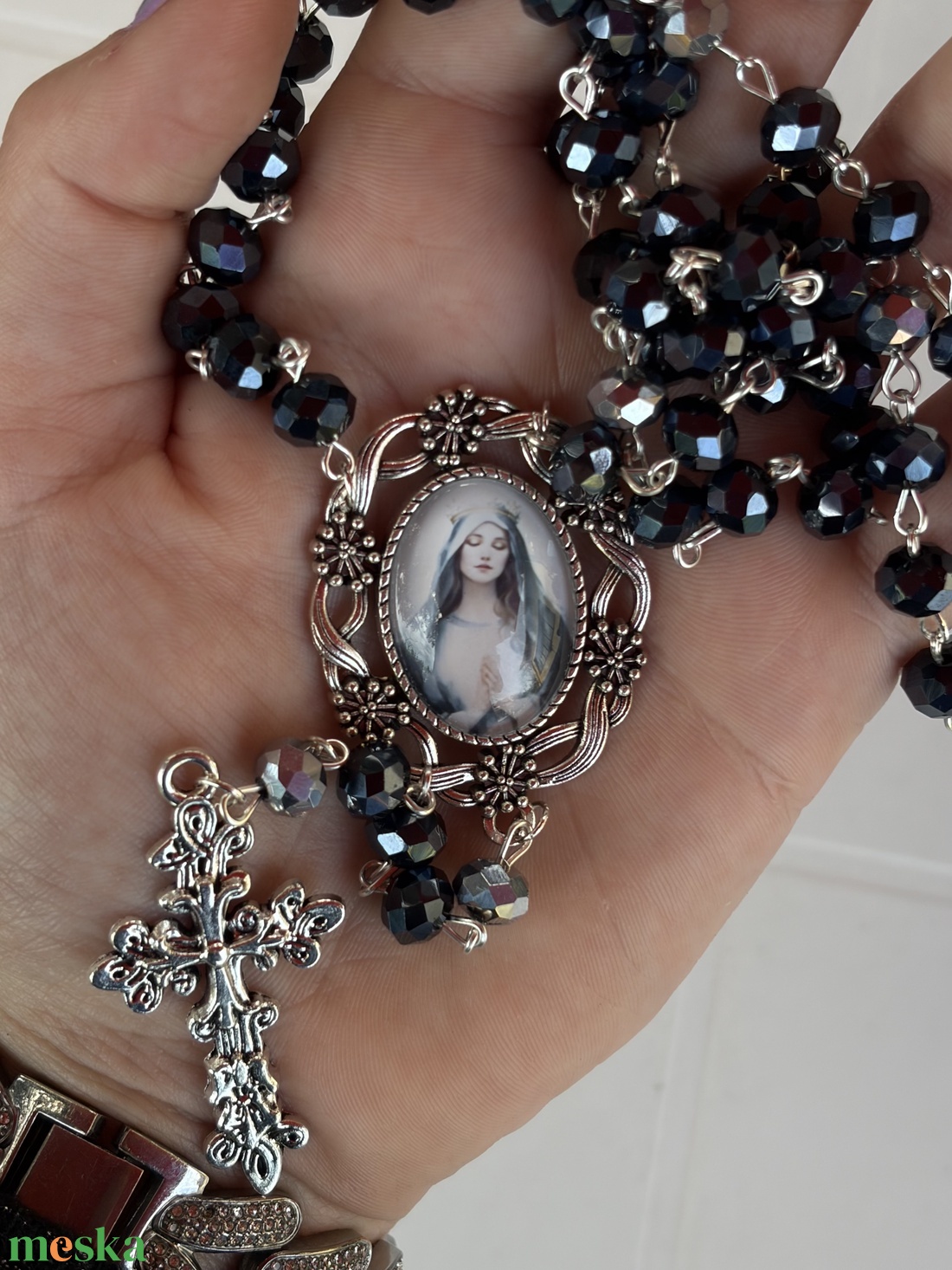 Éjfekete Szűz Mária Rózsafüzér - otthon & életmód - vallás - lánc & füzér - Meska.hu
