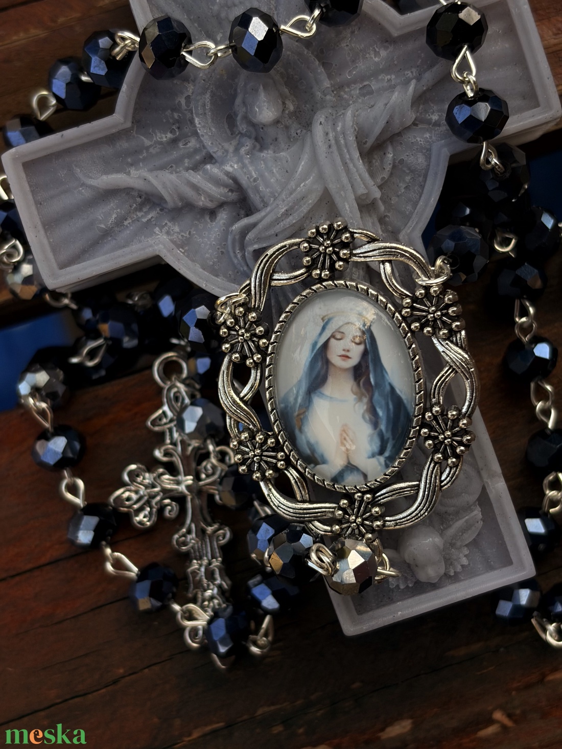 Éjfekete Szűz Mária Rózsafüzér - otthon & életmód - vallás - lánc & füzér - Meska.hu
