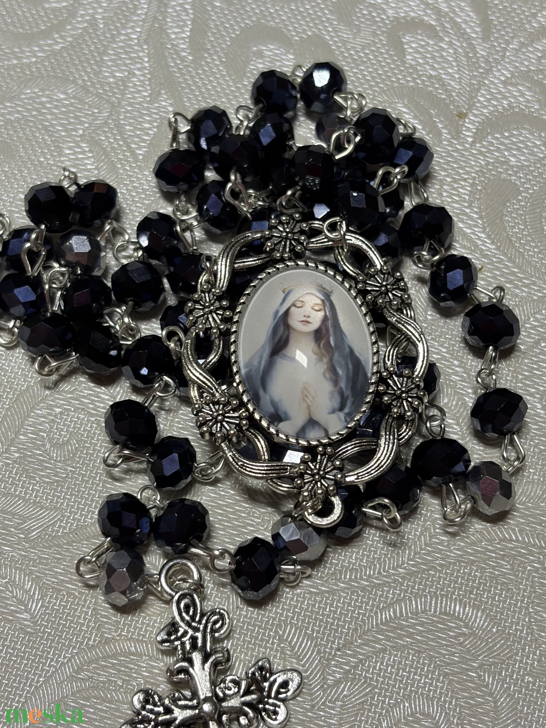 Éjfekete Szűz Mária Rózsafüzér - otthon & életmód - vallás - lánc & füzér - Meska.hu