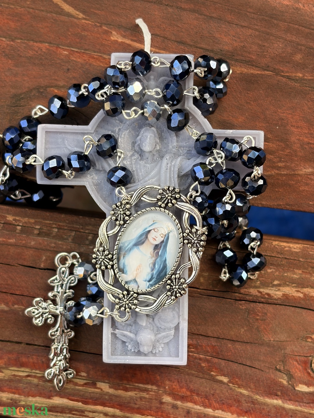 Éjfekete Szűz Mária Rózsafüzér - otthon & életmód - vallás - lánc & füzér - Meska.hu