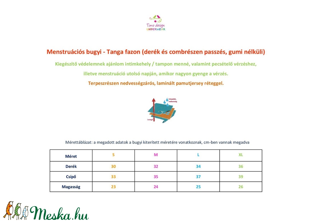 Testszínű M-es tanga fazonú menstruációs bugyi -  - Meska.hu