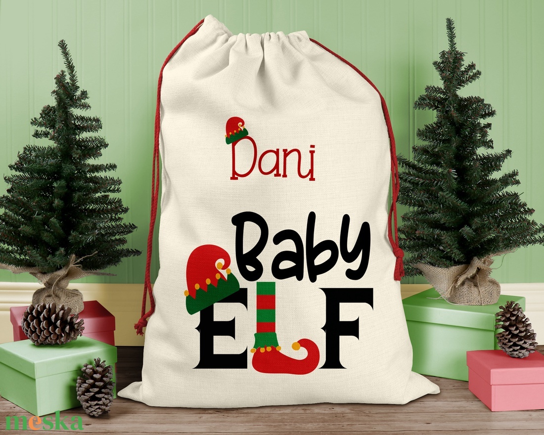 Karácsonyi elf feliratos ajándék zsák, zsák, egyedi névreszóló mikulás zsák - karácsony - karácsonyi ajándékozás - karácsonyi ajándékcsomagolás - Meska.hu Karácsonyi elf feliratos ajándék zsák, zsák, egyedi névreszóló mikulás zsák - karácsony - karácsonyi ajándékozás - karácsonyi ajándékcsomagolás - Meska.hu
