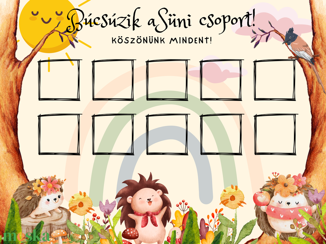 Tabló, ovis-bölcsi-sulis, búcsúzunk falikép ballagásra, süni - otthon & életmód - dekoráció - kép & falikép - poszter - Meska.hu