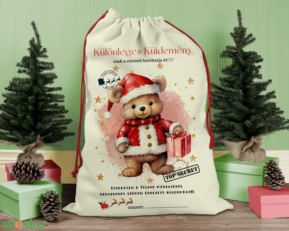 Mikulás zsák, karácsonyi ajándék zsák,  zsák, egyedi névreszóló mikulás zsák - karácsony - karácsonyi ajándékozás - karácsonyi ajándékcsomagolás - Meska.hu