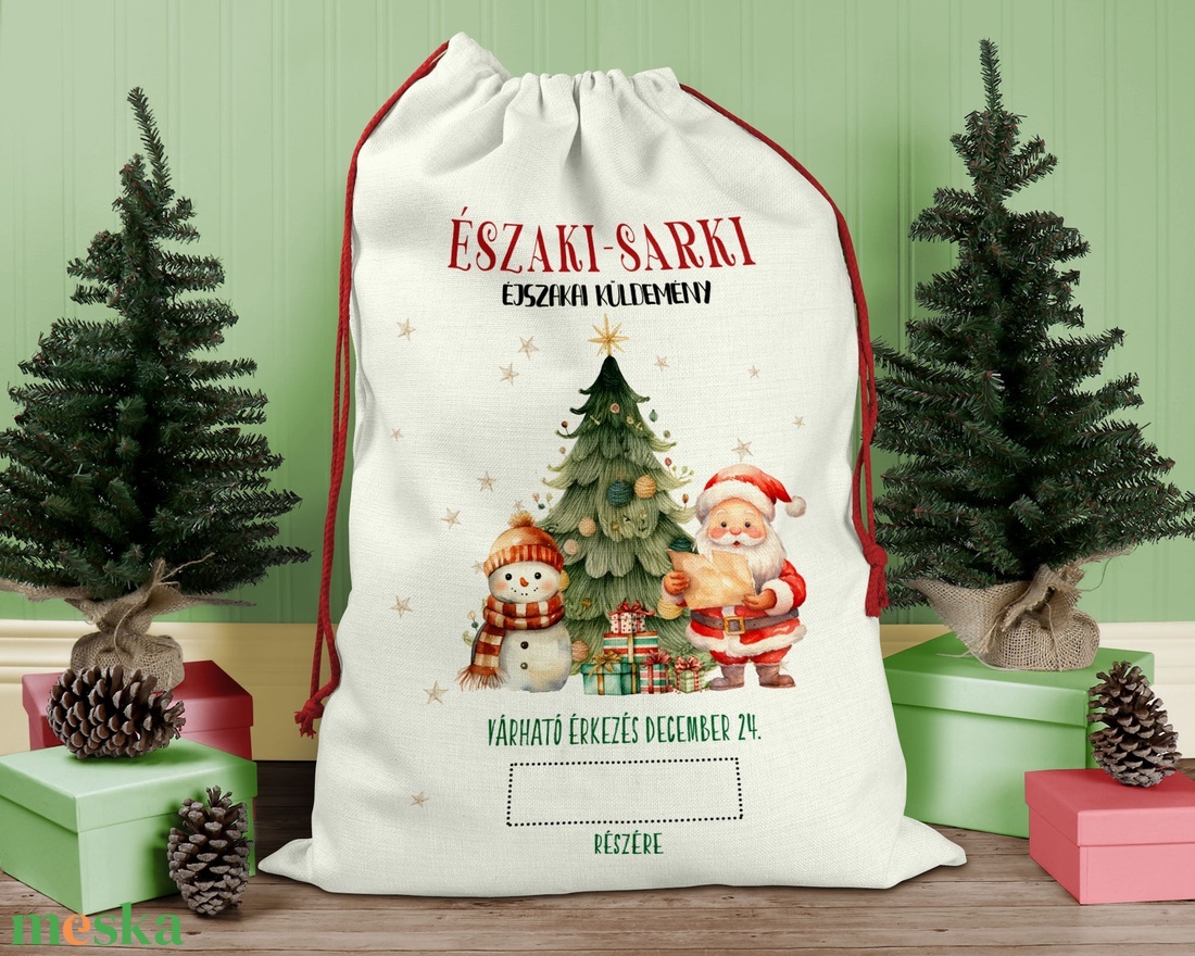 Mikulás zsák, Karácsonyi ajándék zsák,  zsák, egyedi névre szóló mikulás zsák - karácsony - karácsonyi ajándékozás - karácsonyi ajándékcsomagolás - Meska.hu