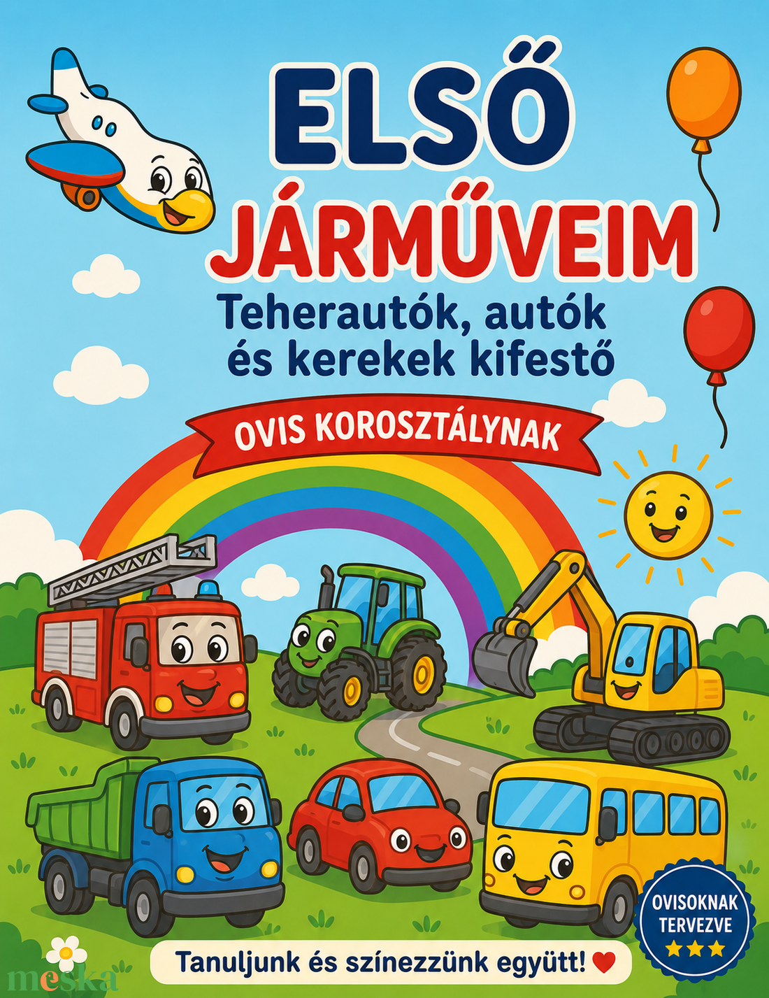 Első járműveim színező, ovisoknak kisiskolásoknak. 46 oldalas, A4 méret, nyomtatható - művészet - grafika & illusztráció - digitális - Meska.hu