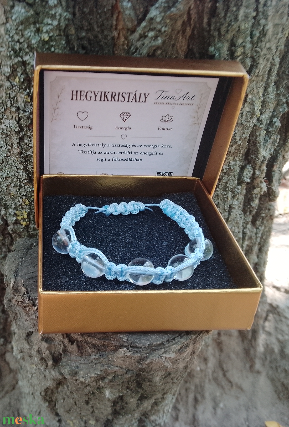 Hegyikristály karkötő Shamballa záródással - ékszer - karkötő - ásványkarkötő - Meska.hu