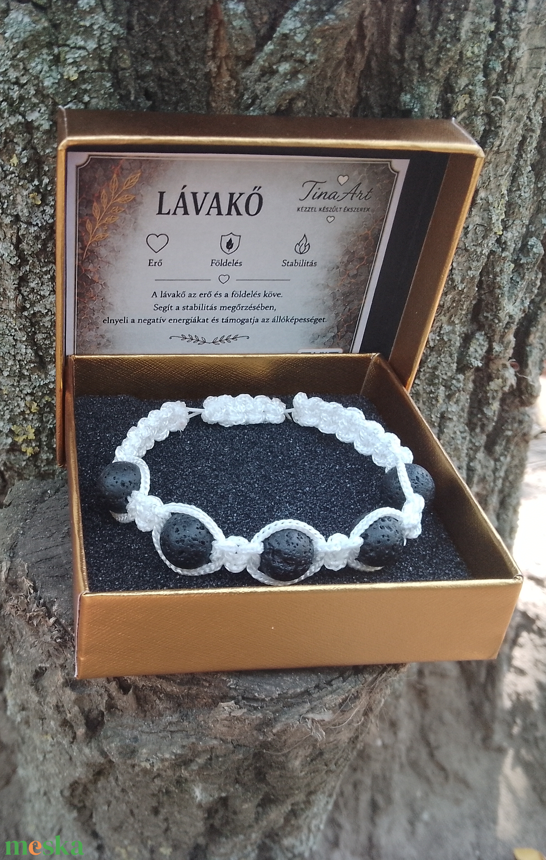 Lávakő karkötő Shamballa záródással - ékszer - karkötő - ásványkarkötő - Meska.hu