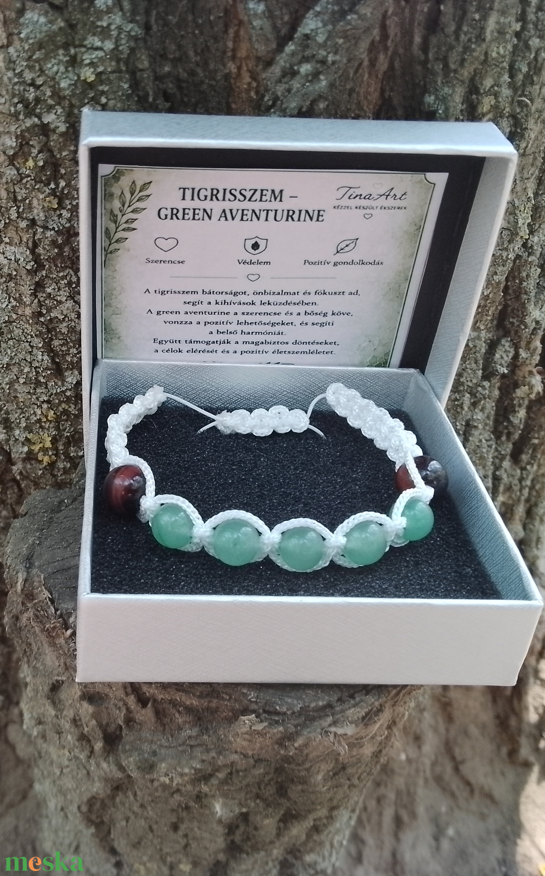 Tigrisszem-green aventurine karkötő Shamballa záródással - ékszer - karkötő - ásványkarkötő - Meska.hu