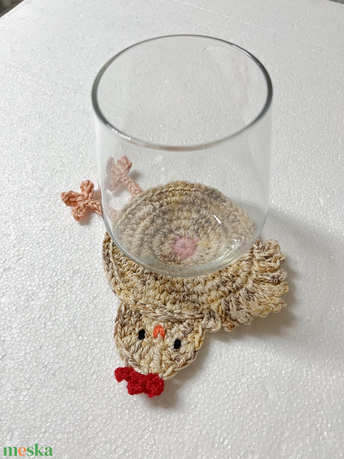 Horgolt csirke poháralátét - otthon & életmód - konyhafelszerelés, tálalás - tálalás - tányér- és poháralátét - Meska.hu