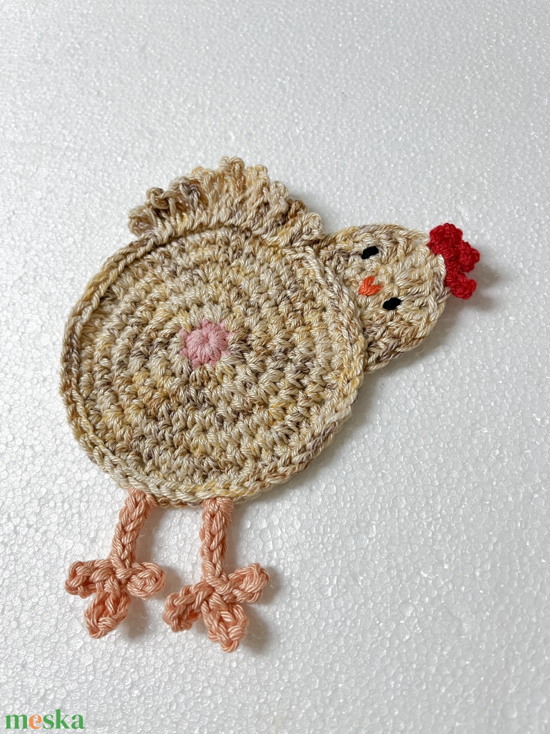 Horgolt csirke poháralátét - otthon & életmód - konyhafelszerelés, tálalás - tálalás - tányér- és poháralátét - Meska.hu