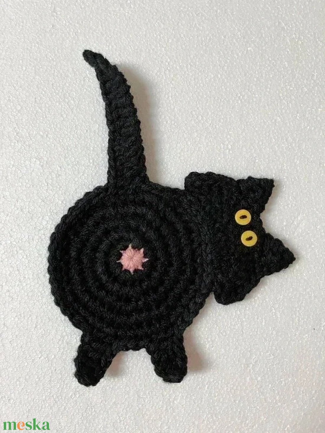 Horgolt cica poháralátét - otthon & életmód - konyhafelszerelés, tálalás - tálalás - tányér- és poháralátét - Meska.hu