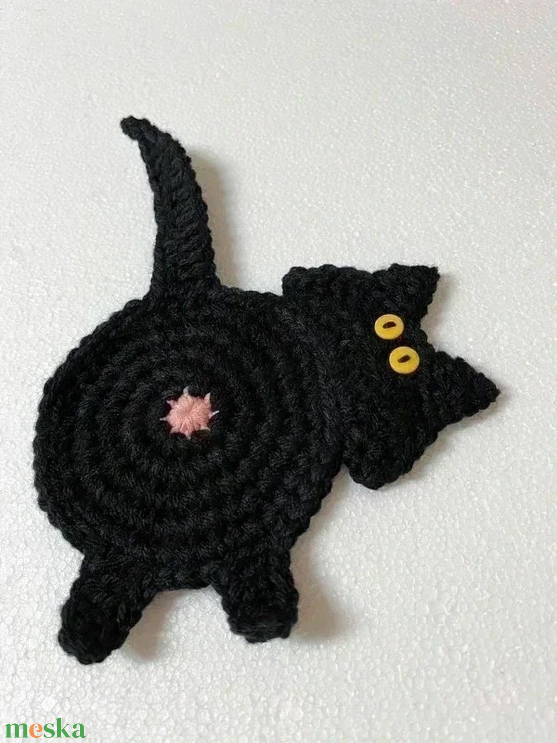 Horgolt cica poháralátét - otthon & életmód - konyhafelszerelés, tálalás - tálalás - tányér- és poháralátét - Meska.hu