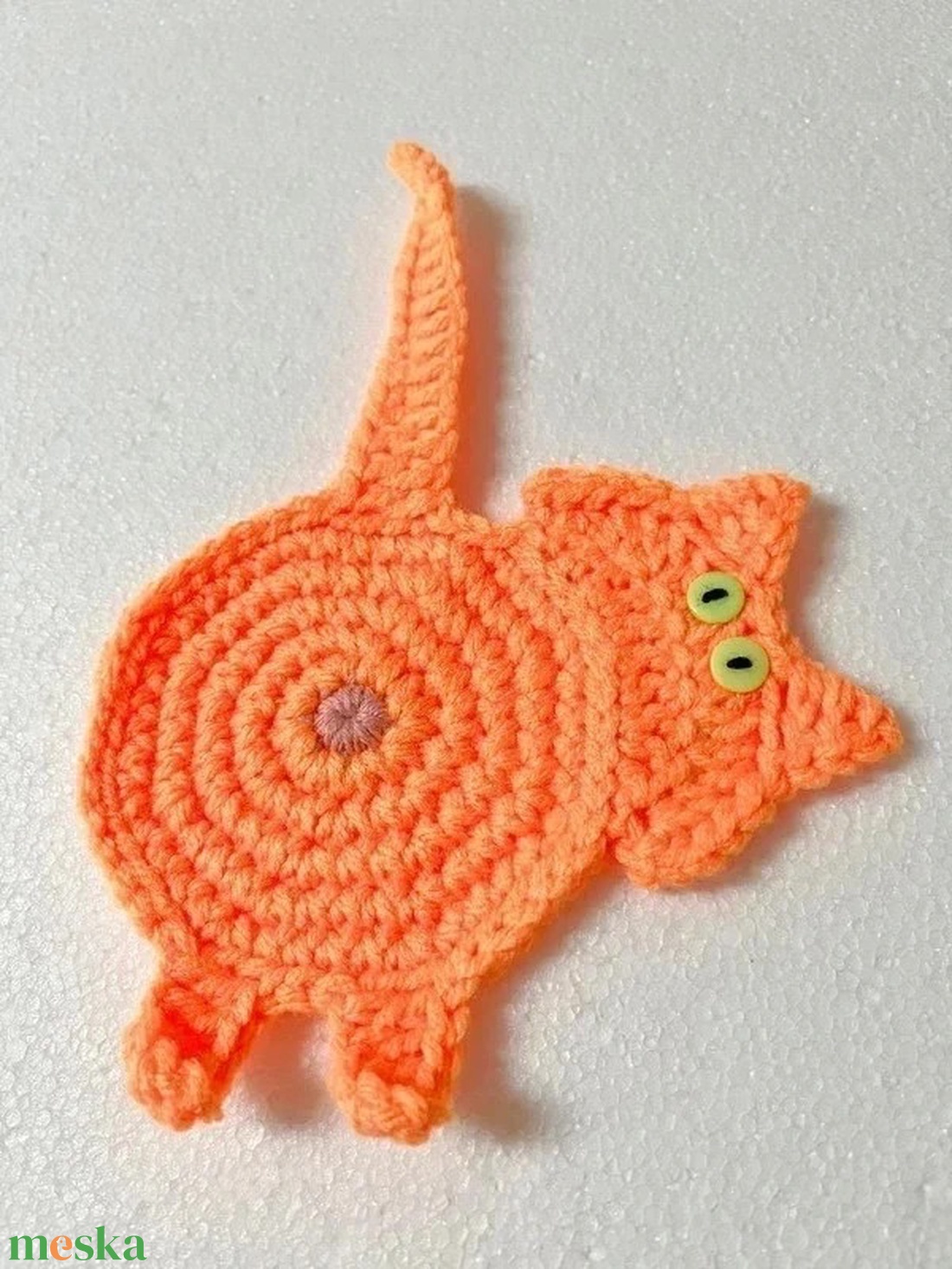 Horgolt cica poháralátét - otthon & életmód - konyhafelszerelés, tálalás - tálalás - tányér- és poháralátét - Meska.hu