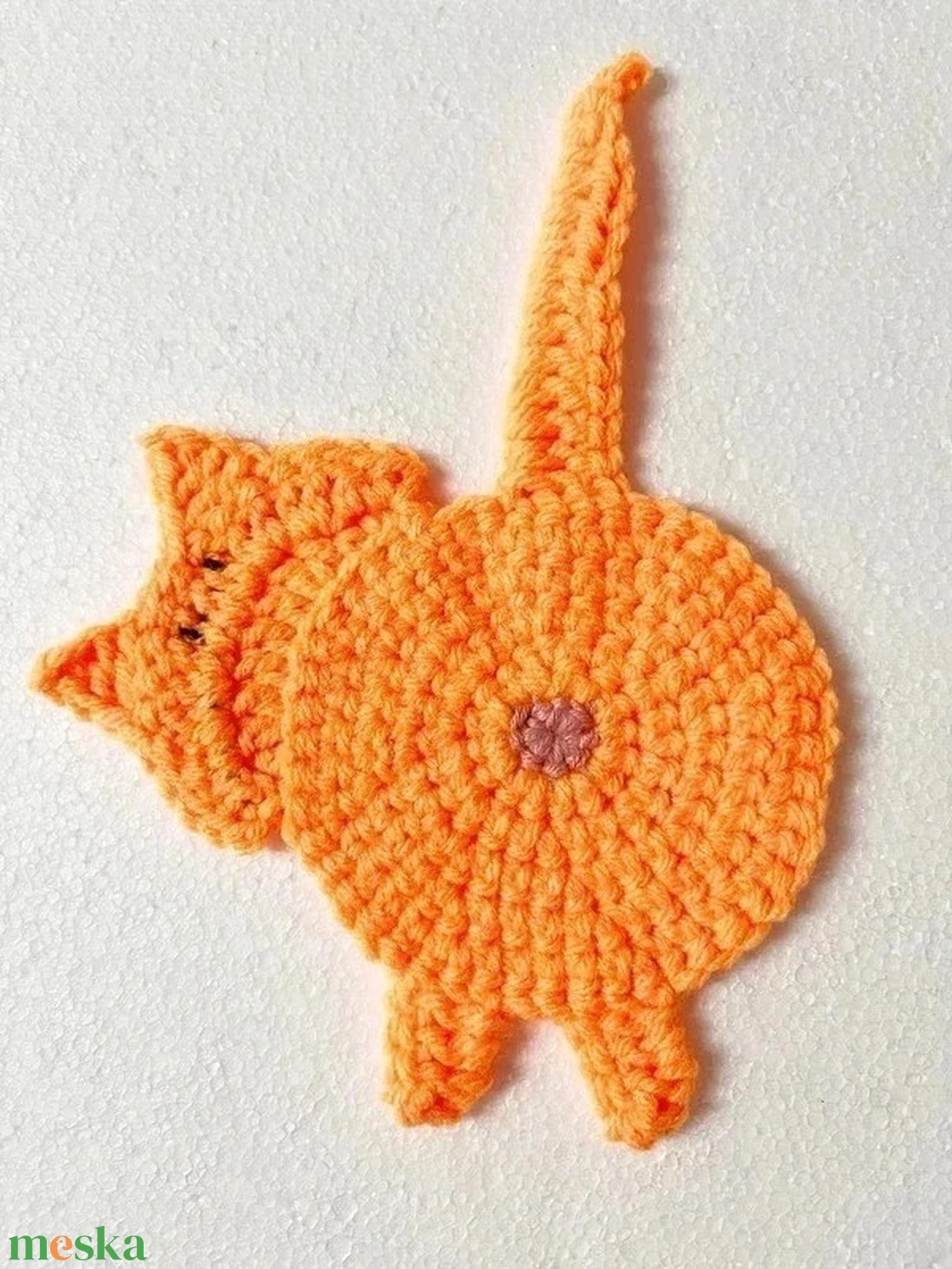 Horgolt cica poháralátét - otthon & életmód - konyhafelszerelés, tálalás - tálalás - tányér- és poháralátét - Meska.hu