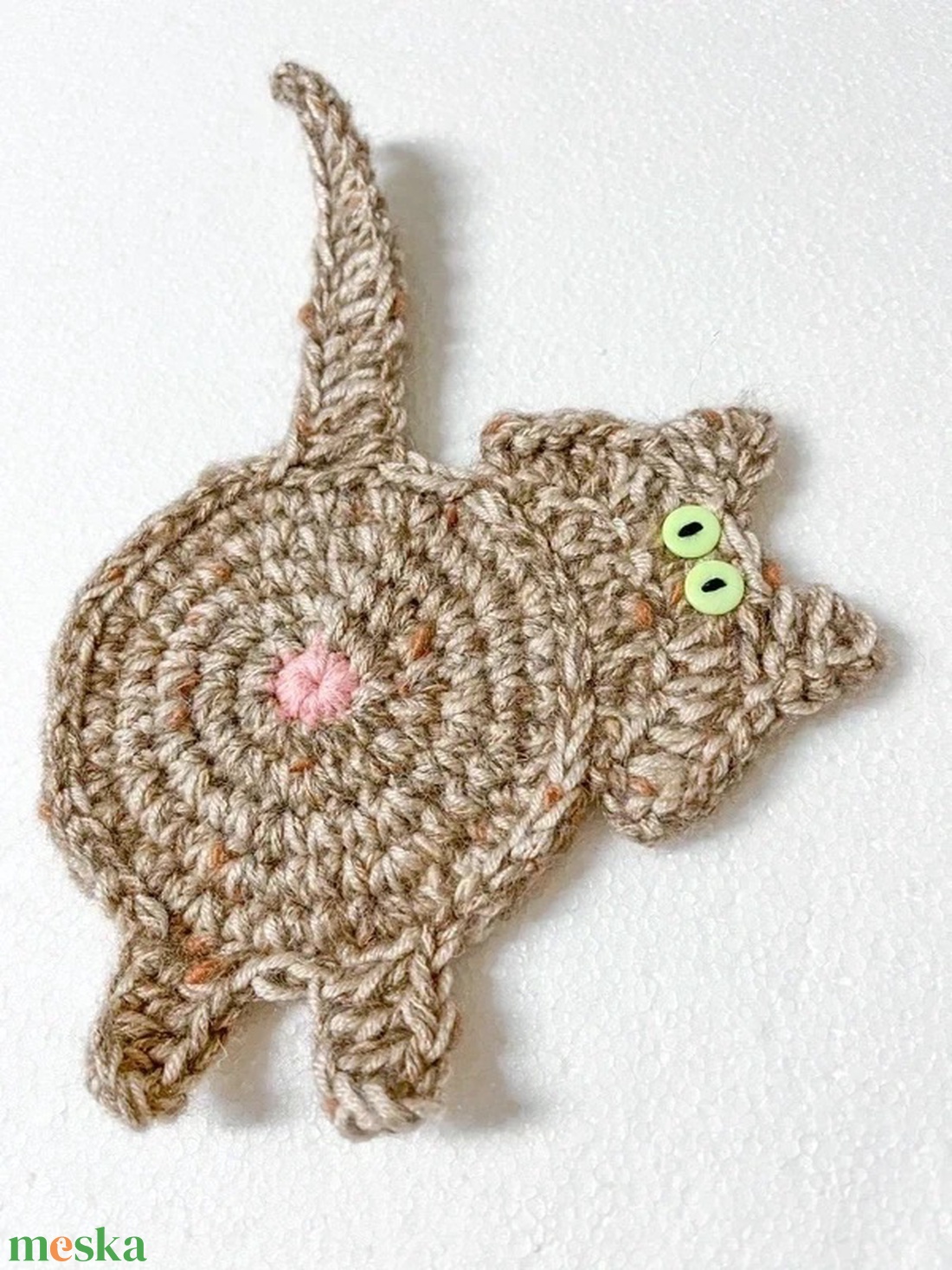 Horgolt cica poháralátét - otthon & életmód - konyhafelszerelés, tálalás - tálalás - tányér- és poháralátét - Meska.hu