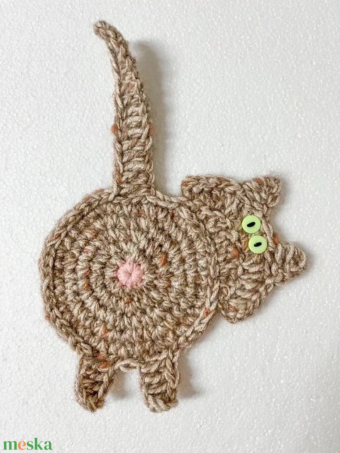 Horgolt cica poháralátét - otthon & életmód - konyhafelszerelés, tálalás - tálalás - tányér- és poháralátét - Meska.hu