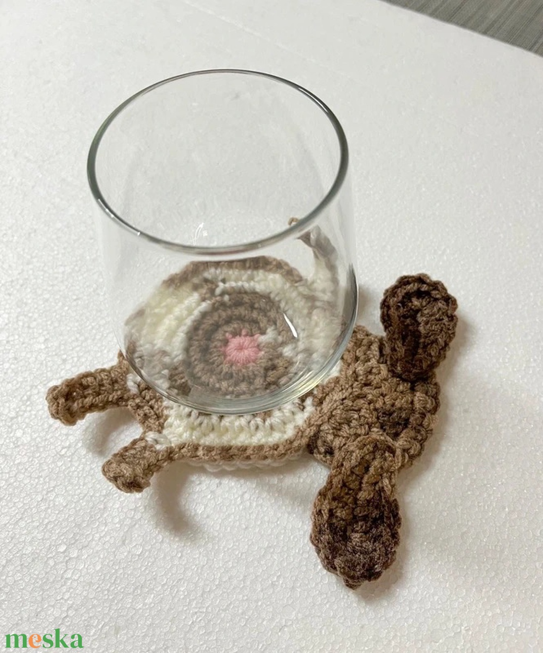 Horgolt kutya poháralátét, egyedi darab. - otthon & életmód - konyhafelszerelés, tálalás - tálalás - tányér- és poháralátét - Meska.hu