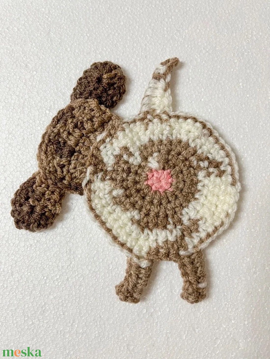 Horgolt kutya poháralátét, egyedi darab. - otthon & életmód - konyhafelszerelés, tálalás - tálalás - tányér- és poháralátét - Meska.hu