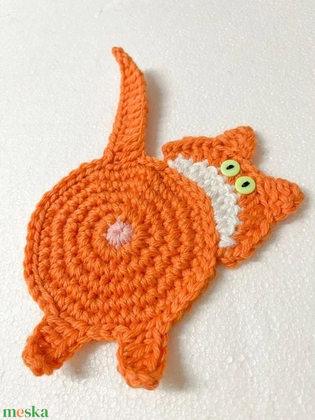 Horgolt cica poháralátét - otthon & életmód - konyhafelszerelés, tálalás - tálalás - tányér- és poháralátét - Meska.hu