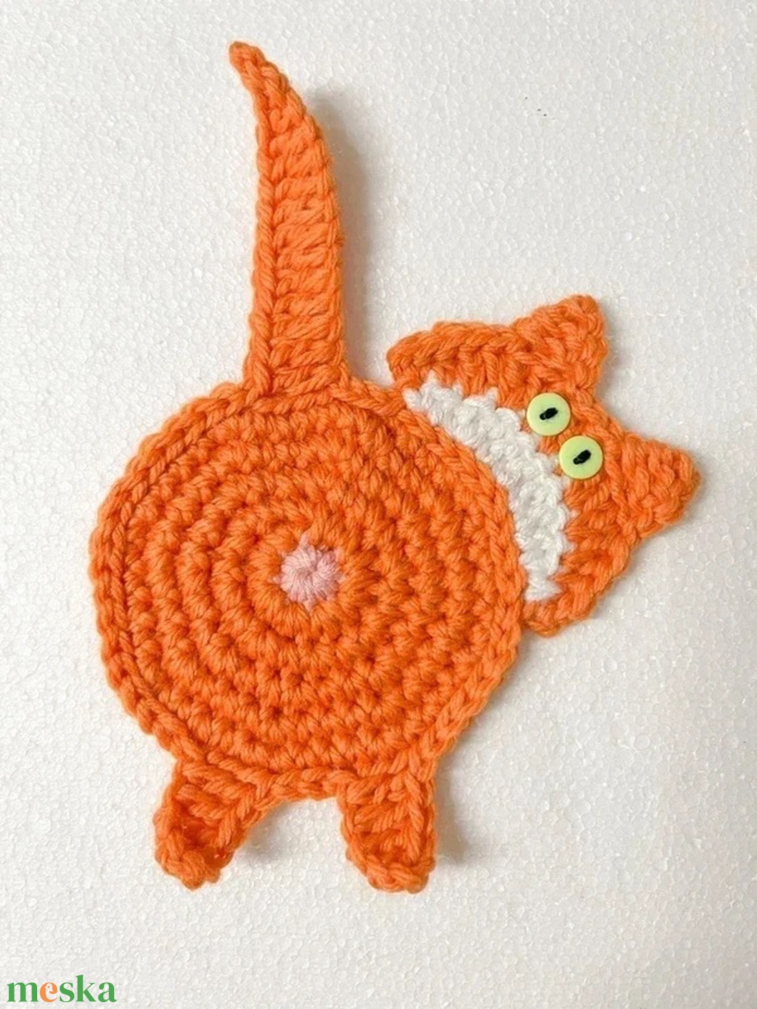 Horgolt cica poháralátét - otthon & életmód - konyhafelszerelés, tálalás - tálalás - tányér- és poháralátét - Meska.hu