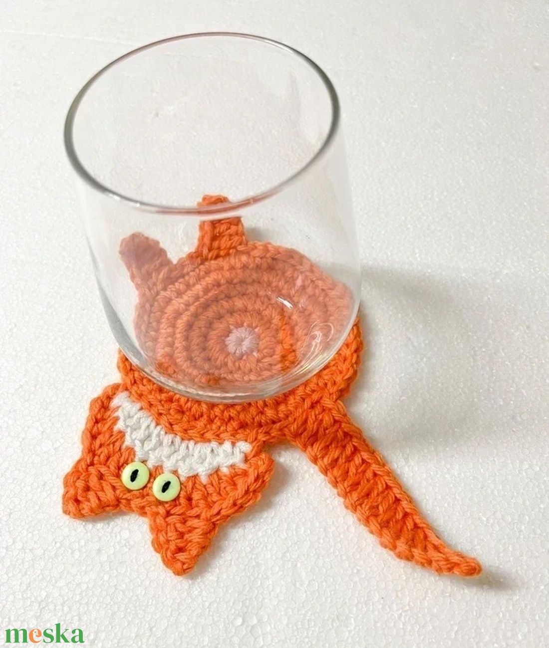 Horgolt cica poháralátét - otthon & életmód - konyhafelszerelés, tálalás - tálalás - tányér- és poháralátét - Meska.hu