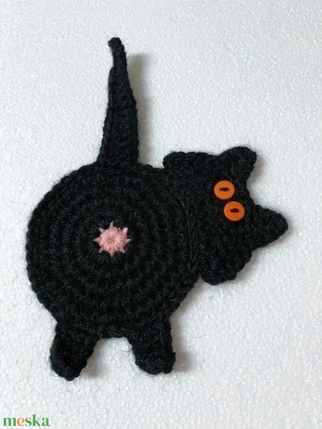 Horgolt cica poháralátét - otthon & életmód - konyhafelszerelés, tálalás - tálalás - tányér- és poháralátét - Meska.hu