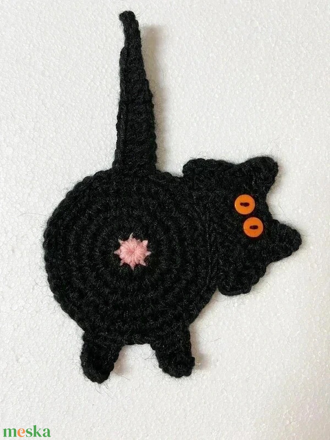 Horgolt cica poháralátét - otthon & életmód - konyhafelszerelés, tálalás - tálalás - tányér- és poháralátét - Meska.hu