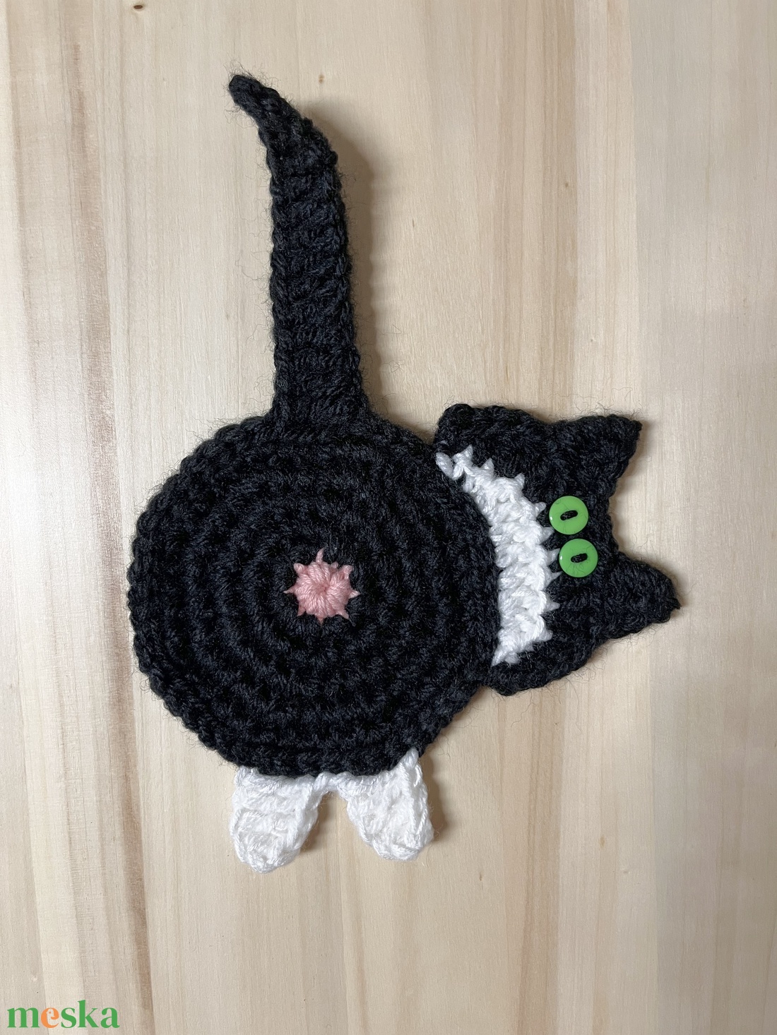 Horgolt cica poháralátét - otthon & életmód - konyhafelszerelés, tálalás - tálalás - tányér- és poháralátét - Meska.hu