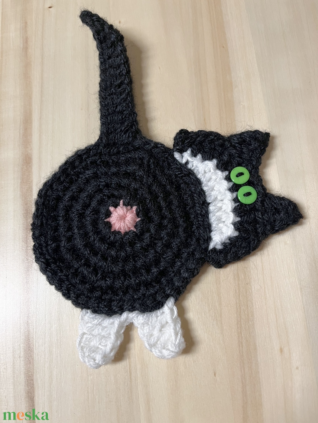 Horgolt cica poháralátét - otthon & életmód - konyhafelszerelés, tálalás - tálalás - tányér- és poháralátét - Meska.hu