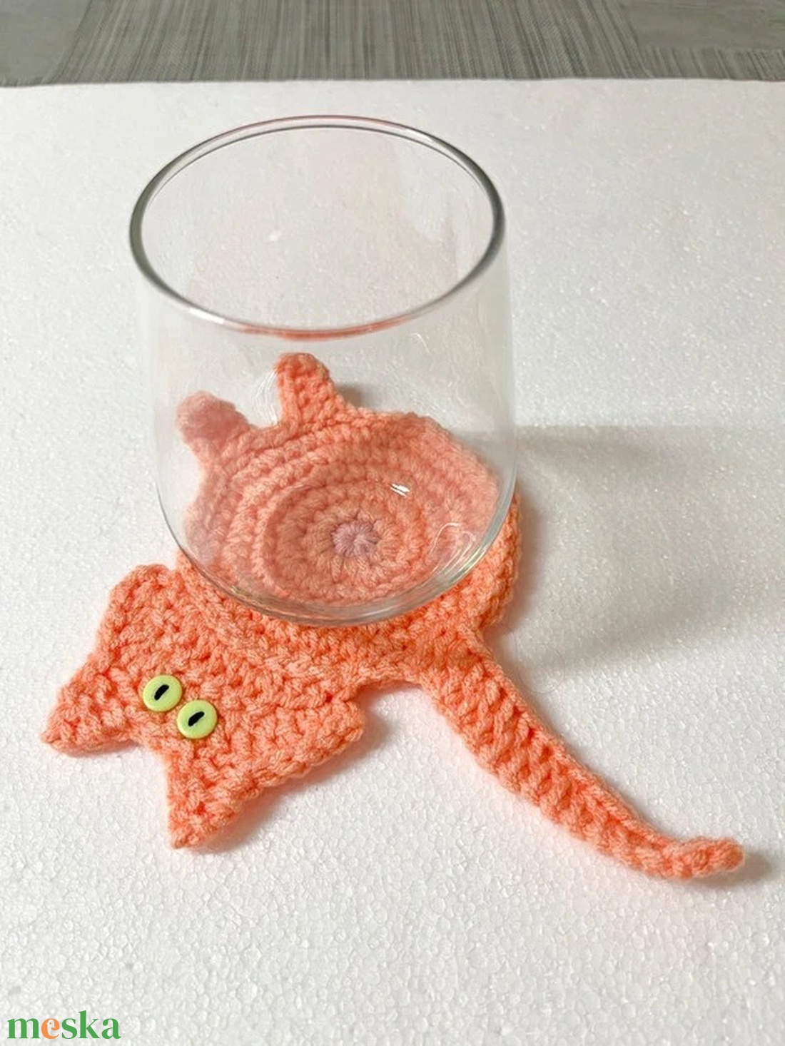 Horgolt cica poháralátét - otthon & életmód - konyhafelszerelés, tálalás - tálalás - tányér- és poháralátét - Meska.hu