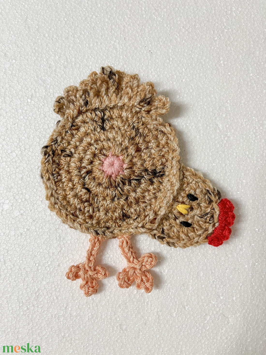 Horgolt csirke poháralátét - otthon & életmód - konyhafelszerelés, tálalás - tálalás - tányér- és poháralátét - Meska.hu