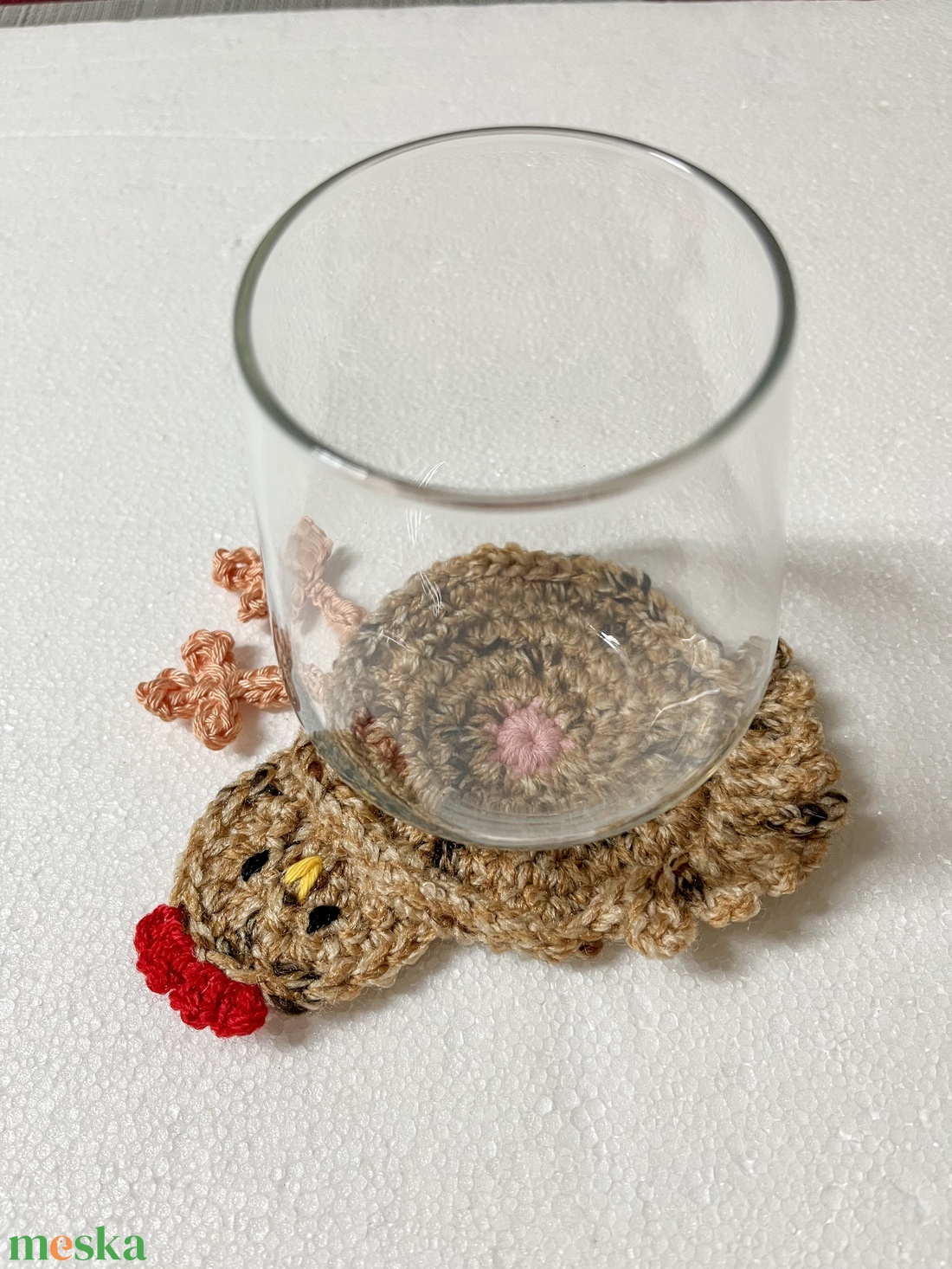 Horgolt csirke poháralátét - otthon & életmód - konyhafelszerelés, tálalás - tálalás - tányér- és poháralátét - Meska.hu
