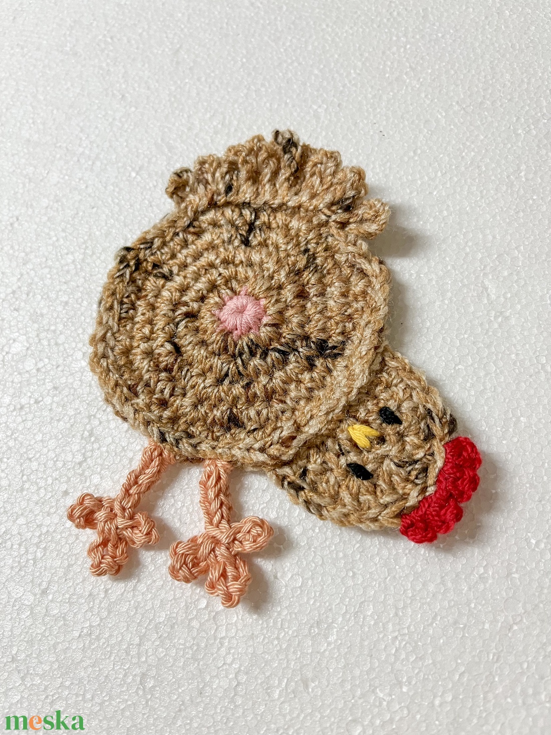 Horgolt csirke poháralátét - otthon & életmód - konyhafelszerelés, tálalás - tálalás - tányér- és poháralátét - Meska.hu