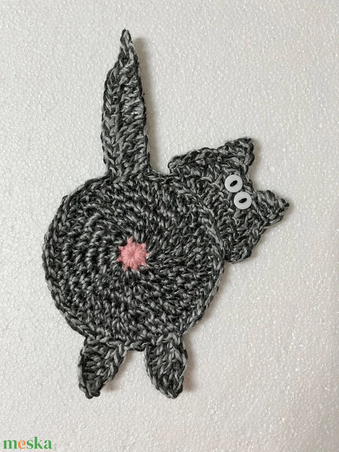 Horgolt cica poháralátét - otthon & életmód - konyhafelszerelés, tálalás - tálalás - tányér- és poháralátét - Meska.hu