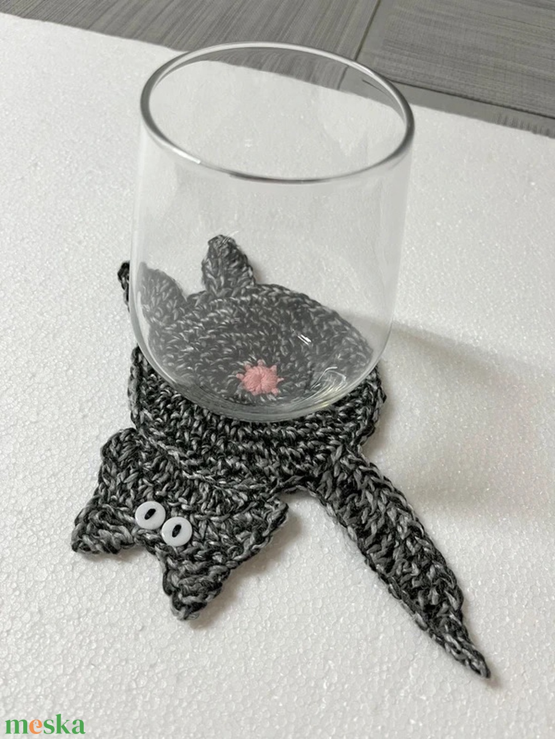 Horgolt cica poháralátét - otthon & életmód - konyhafelszerelés, tálalás - tálalás - tányér- és poháralátét - Meska.hu