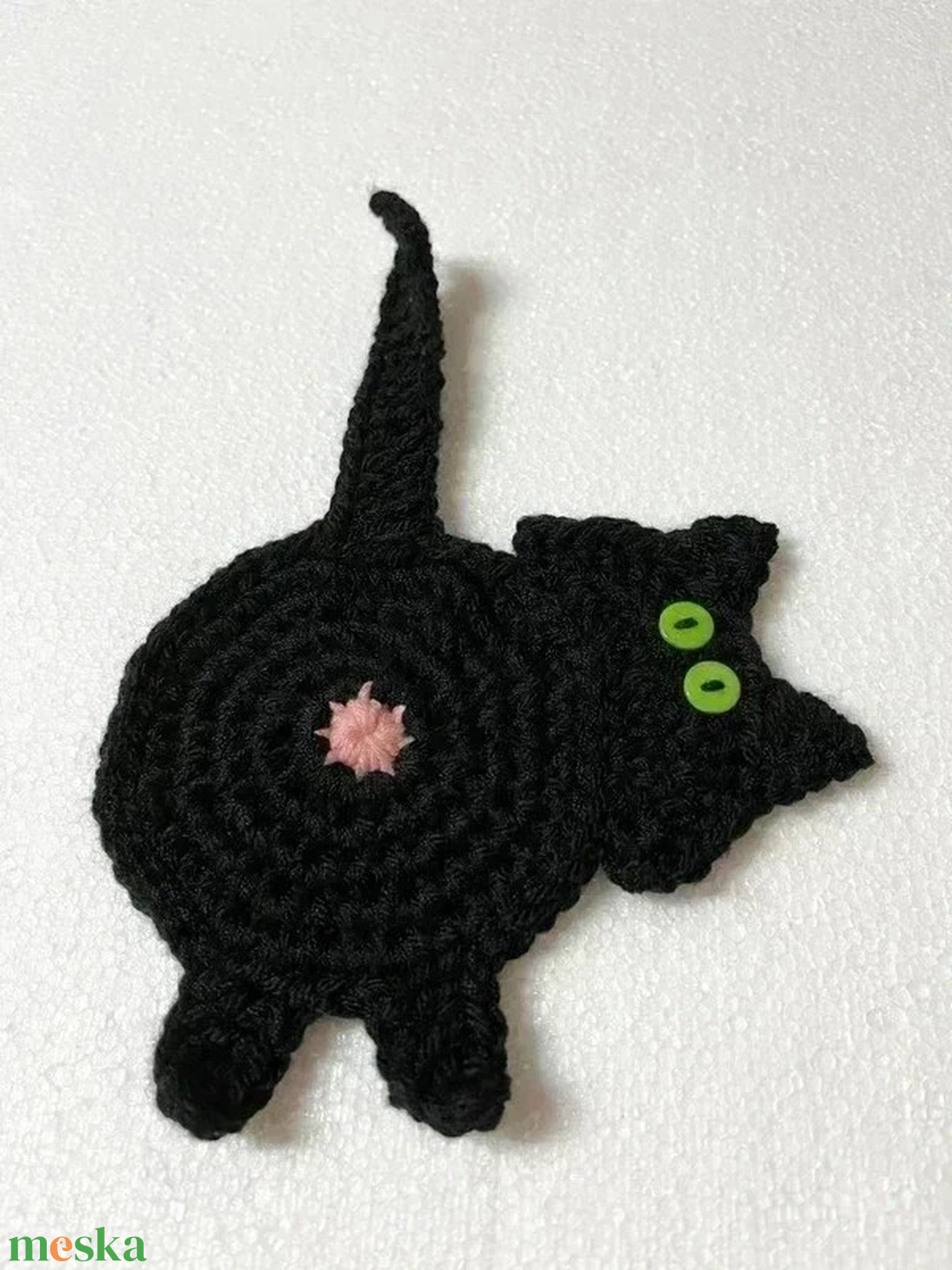 Horgolt cica poháralátét - otthon & életmód - konyhafelszerelés, tálalás - tálalás - tányér- és poháralátét - Meska.hu