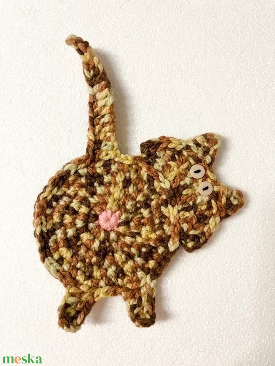 Horgolt cica poháralátét - otthon & életmód - konyhafelszerelés, tálalás - tálalás - tányér- és poháralátét - Meska.hu