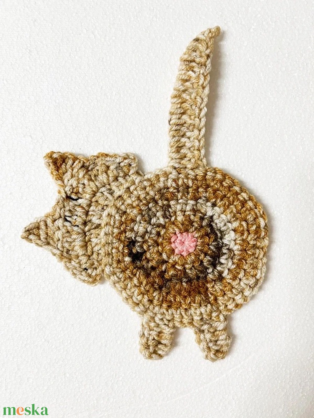 Horgolt cica poháralátét, egyedi darab. - otthon & életmód - konyhafelszerelés, tálalás - tálalás - tányér- és poháralátét - Meska.hu