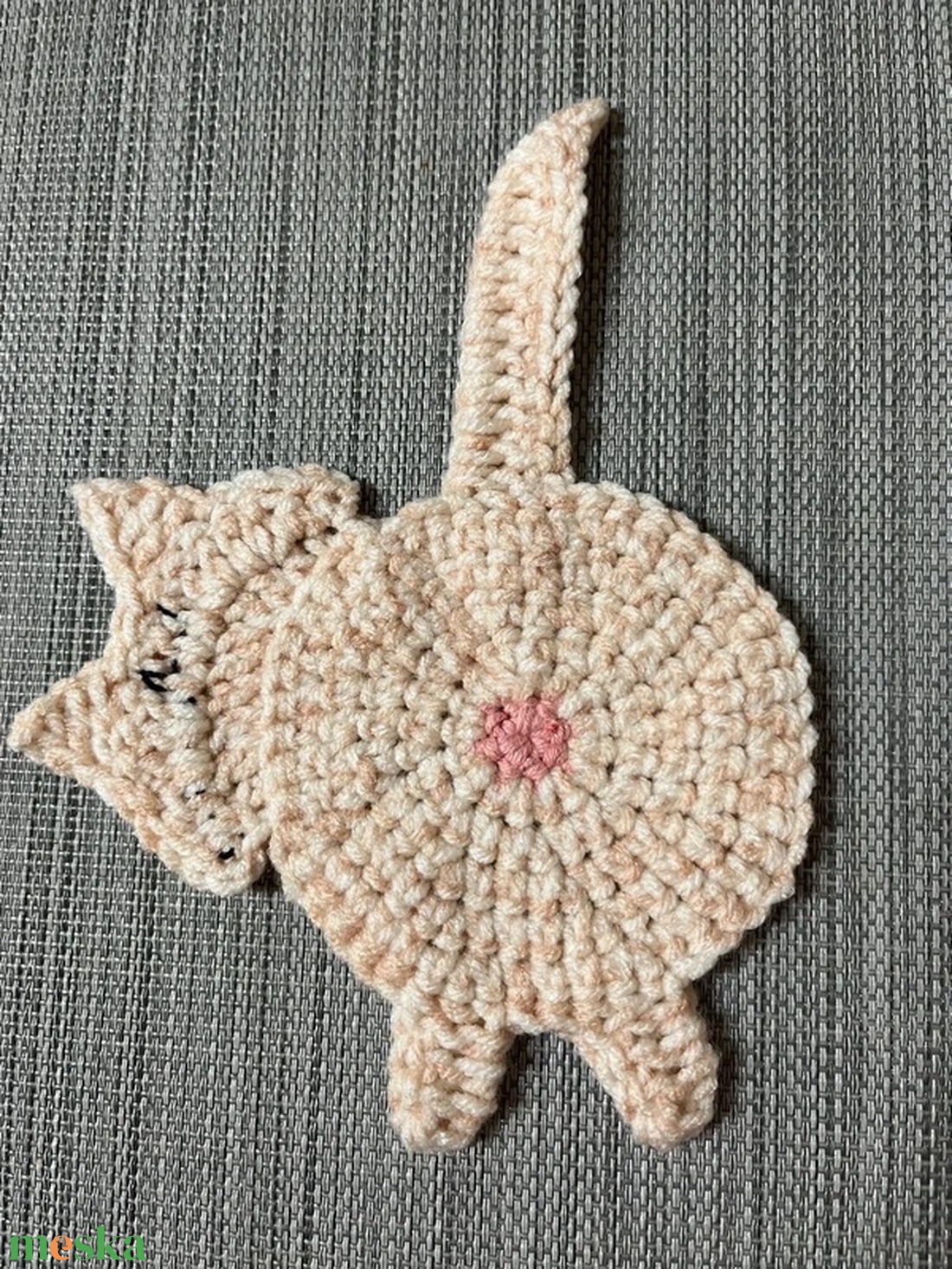 Horgolt cica poháralátét. - otthon & életmód - konyhafelszerelés, tálalás - tálalás - tányér- és poháralátét - Meska.hu