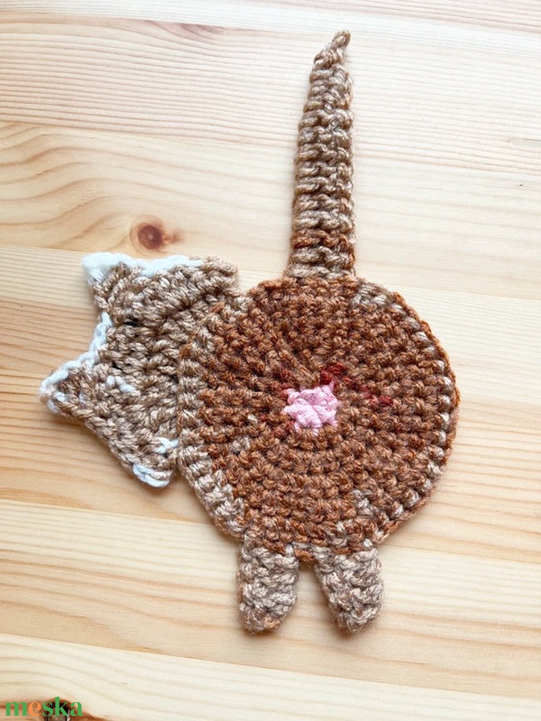 Horgolt cica poháralátét, egyedi darab. - otthon & életmód - konyhafelszerelés, tálalás - tálalás - tányér- és poháralátét - Meska.hu