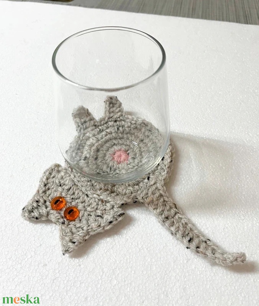 Horgolt cica poháralátét. - otthon & életmód - konyhafelszerelés, tálalás - tálalás - tányér- és poháralátét - Meska.hu