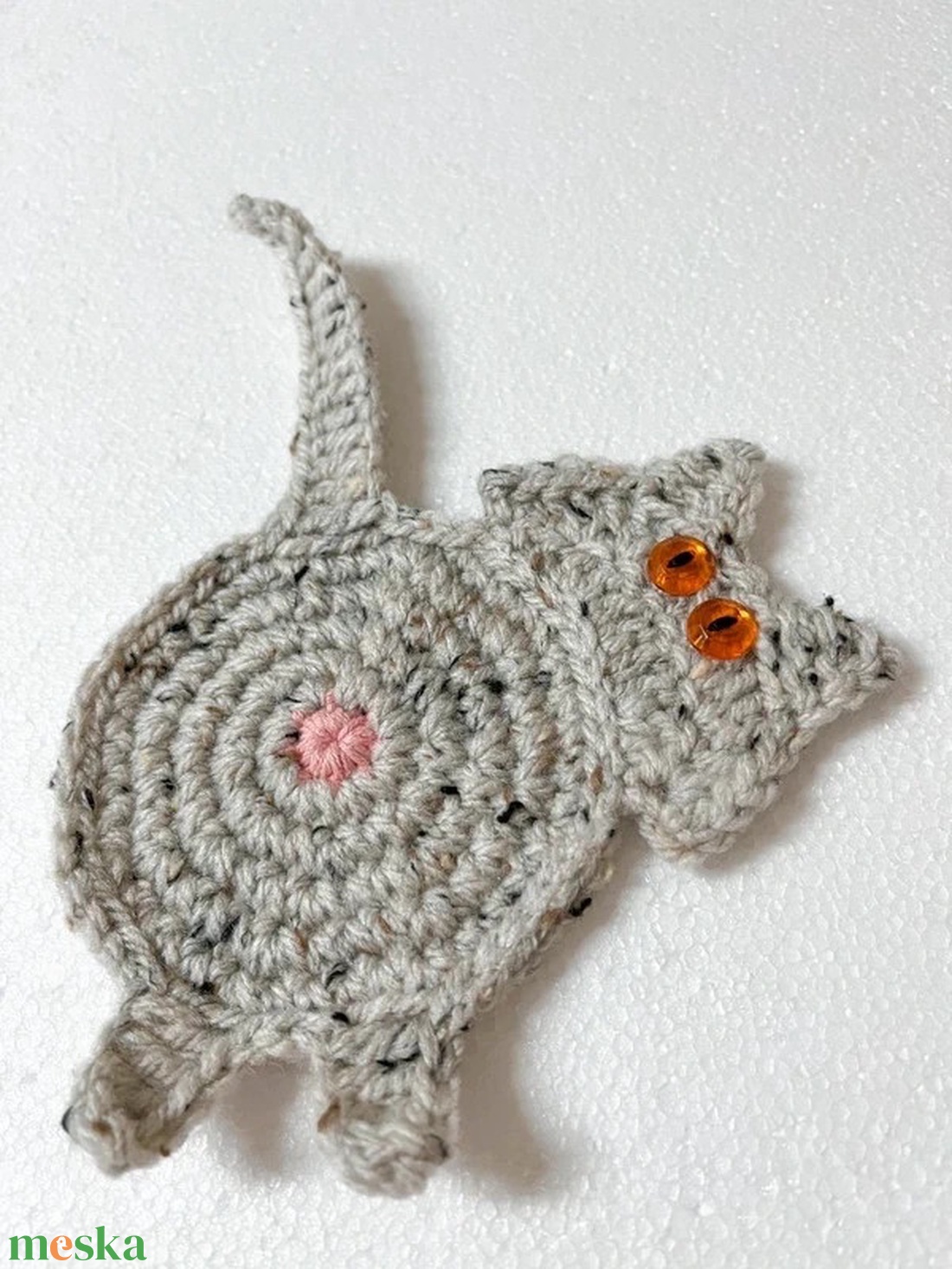 Horgolt cica poháralátét. - otthon & életmód - konyhafelszerelés, tálalás - tálalás - tányér- és poháralátét - Meska.hu