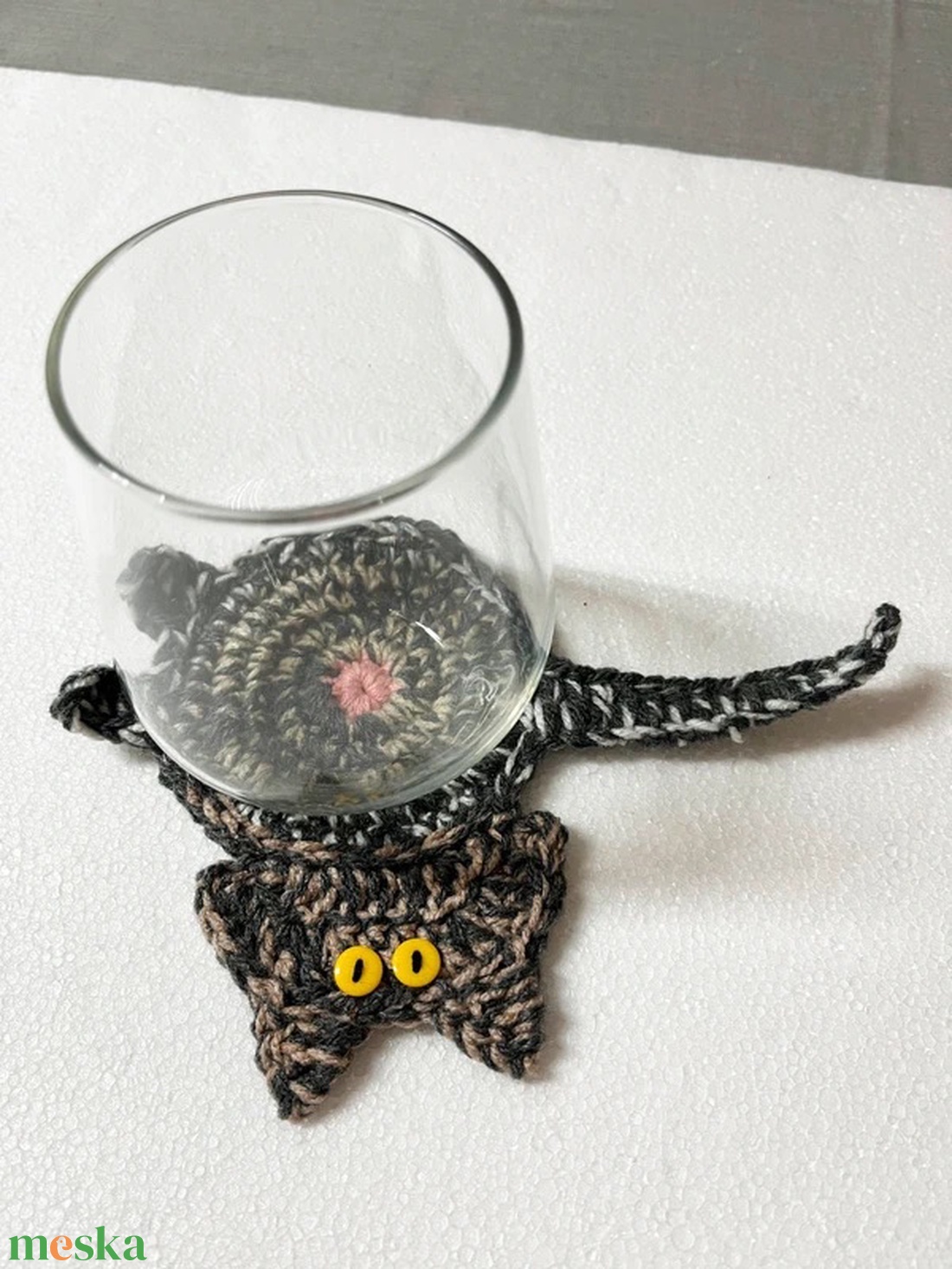 Horgolt cica poháralátét. - otthon & életmód - konyhafelszerelés, tálalás - tálalás - tányér- és poháralátét - Meska.hu