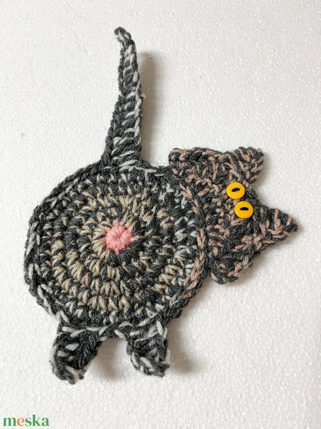 Horgolt cica poháralátét. - otthon & életmód - konyhafelszerelés, tálalás - tálalás - tányér- és poháralátét - Meska.hu