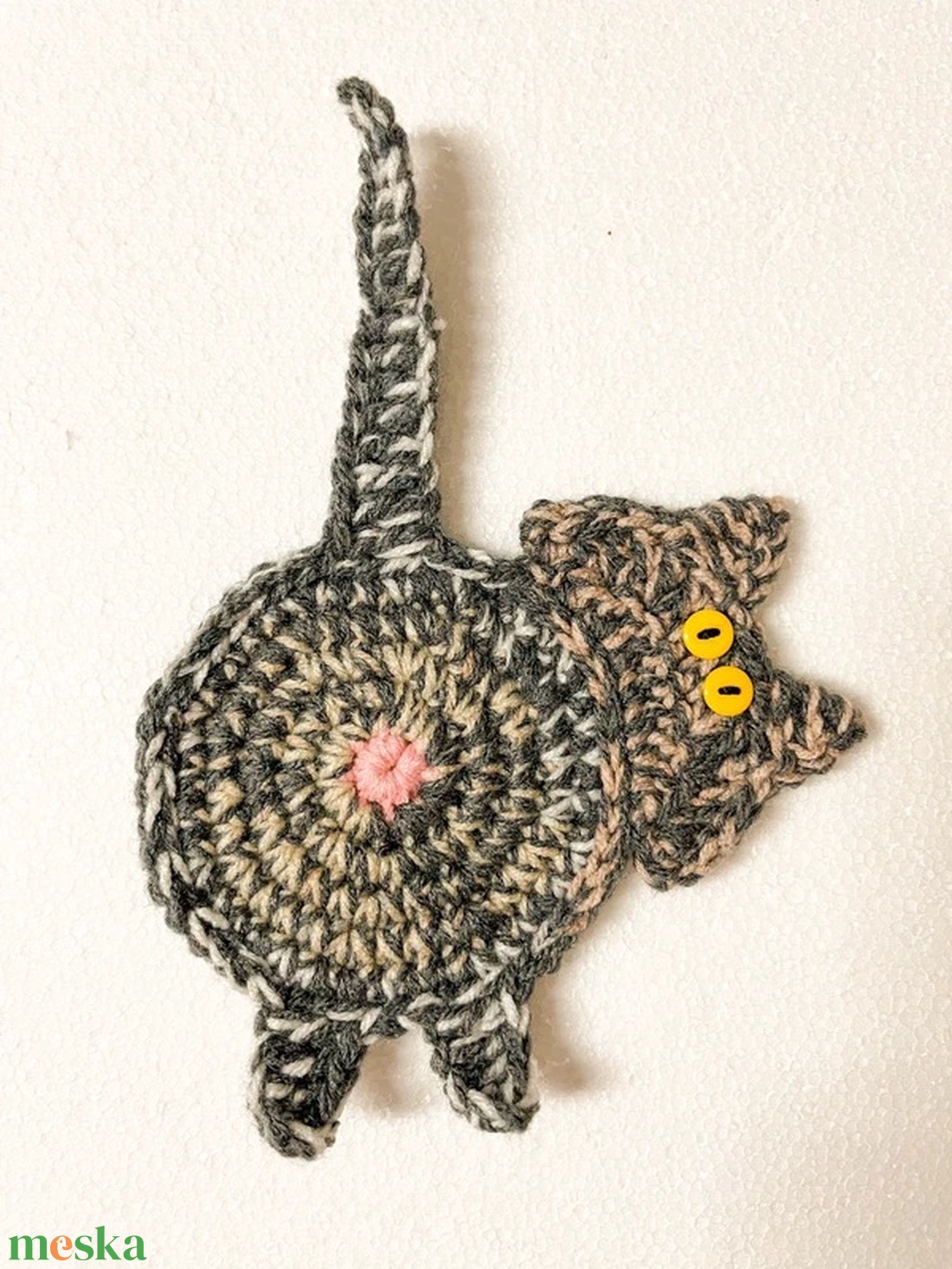 Horgolt cica poháralátét. - otthon & életmód - konyhafelszerelés, tálalás - tálalás - tányér- és poháralátét - Meska.hu