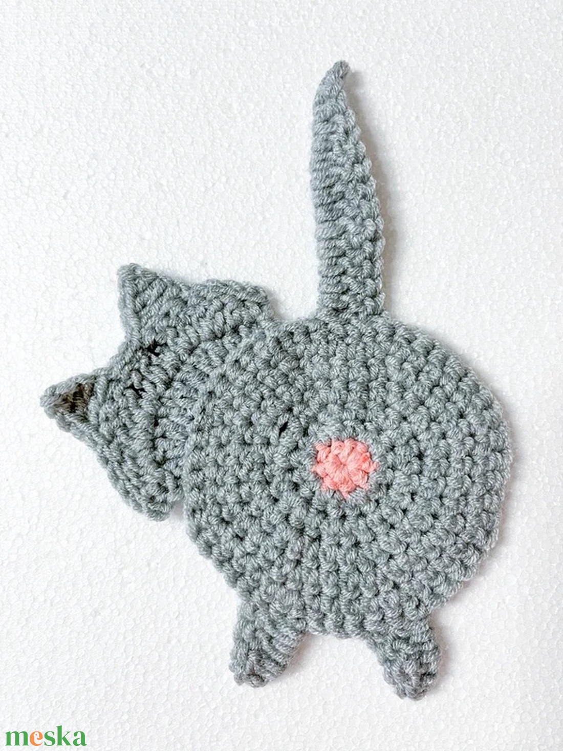 Horgolt cica poháralátét - otthon & életmód - konyhafelszerelés, tálalás - tálalás - tányér- és poháralátét - Meska.hu