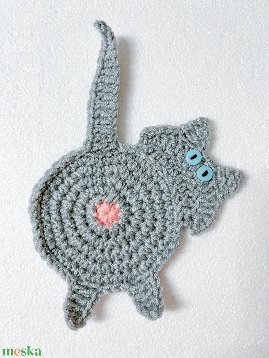 Horgolt cica poháralátét - otthon & életmód - konyhafelszerelés, tálalás - tálalás - tányér- és poháralátét - Meska.hu