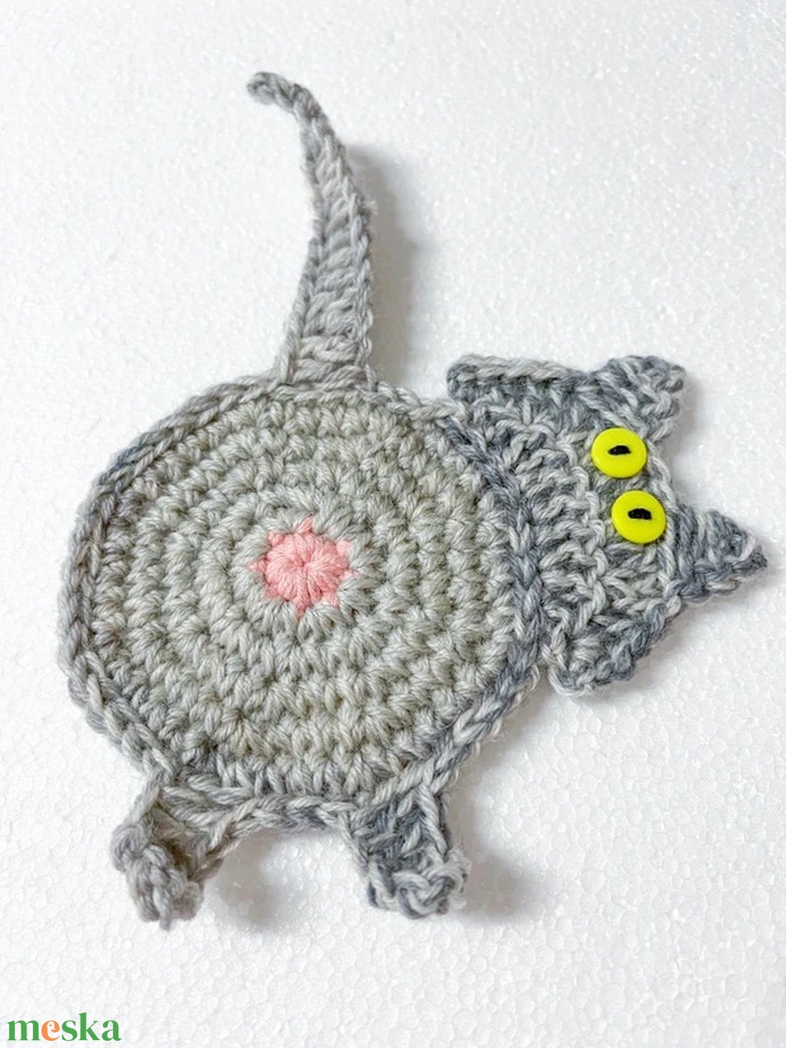 Horgolt cica poháralátét. - otthon & életmód - konyhafelszerelés, tálalás - tálalás - tányér- és poháralátét - Meska.hu