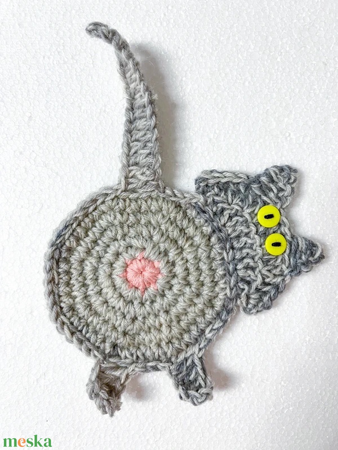 Horgolt cica poháralátét. - otthon & életmód - konyhafelszerelés, tálalás - tálalás - tányér- és poháralátét - Meska.hu